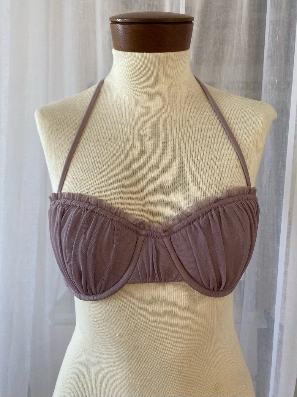 J. Crew Swim Convertible Underwire Bikini Top Mesh Ruffle Mermaidcore Size 34C